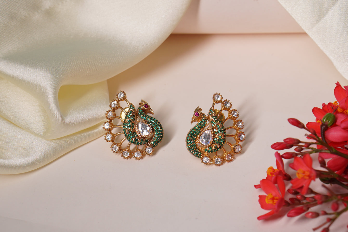 Peacock Polki AD Studs H1-146