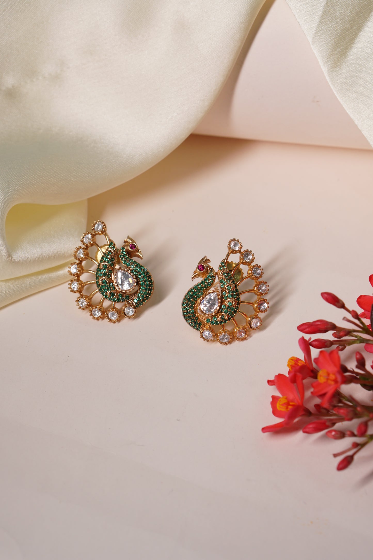 Peacock Polki AD Studs H1-146