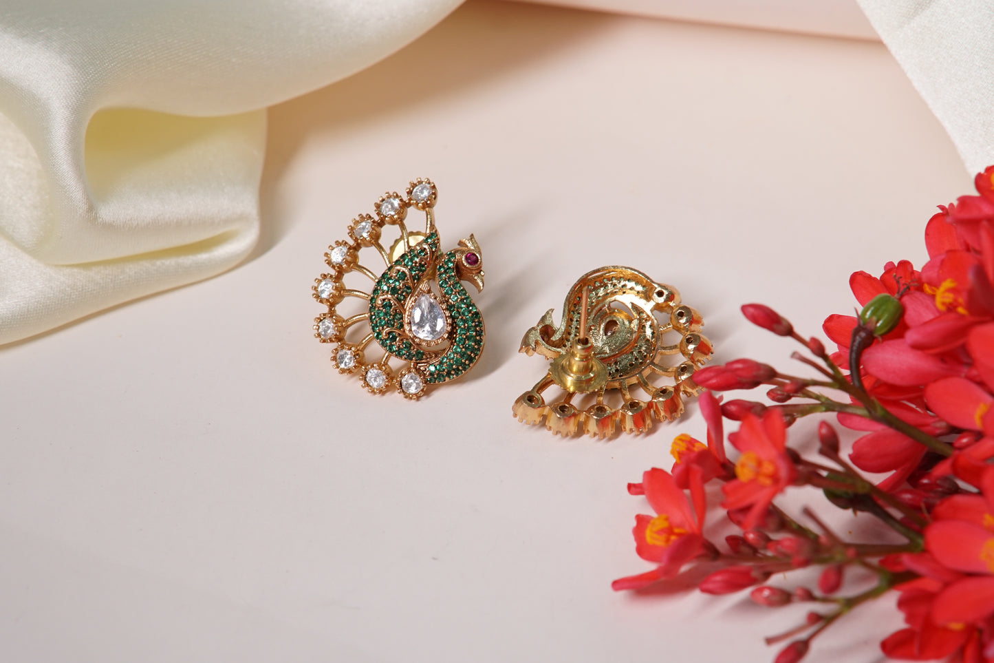 Peacock Polki AD Studs H1-146
