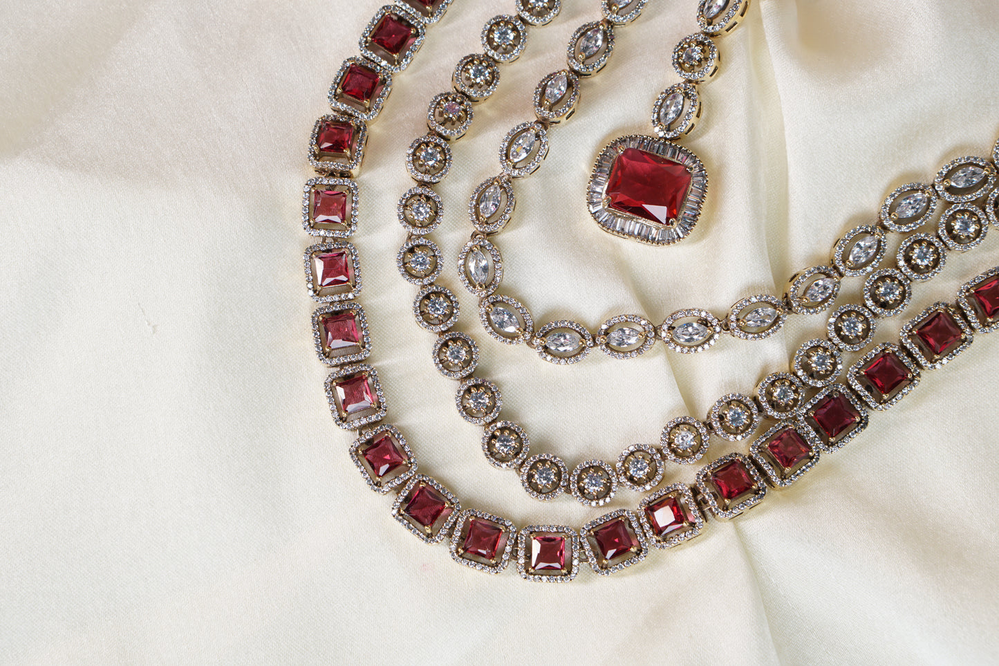 Red AD Polki necklace set H4-01