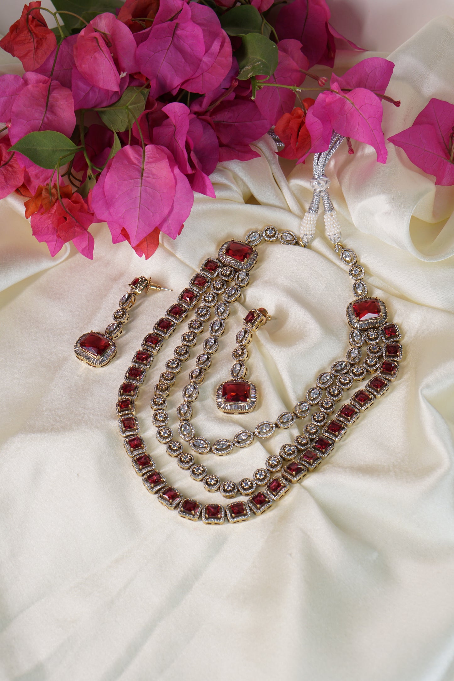 Red AD Polki necklace set H4-01