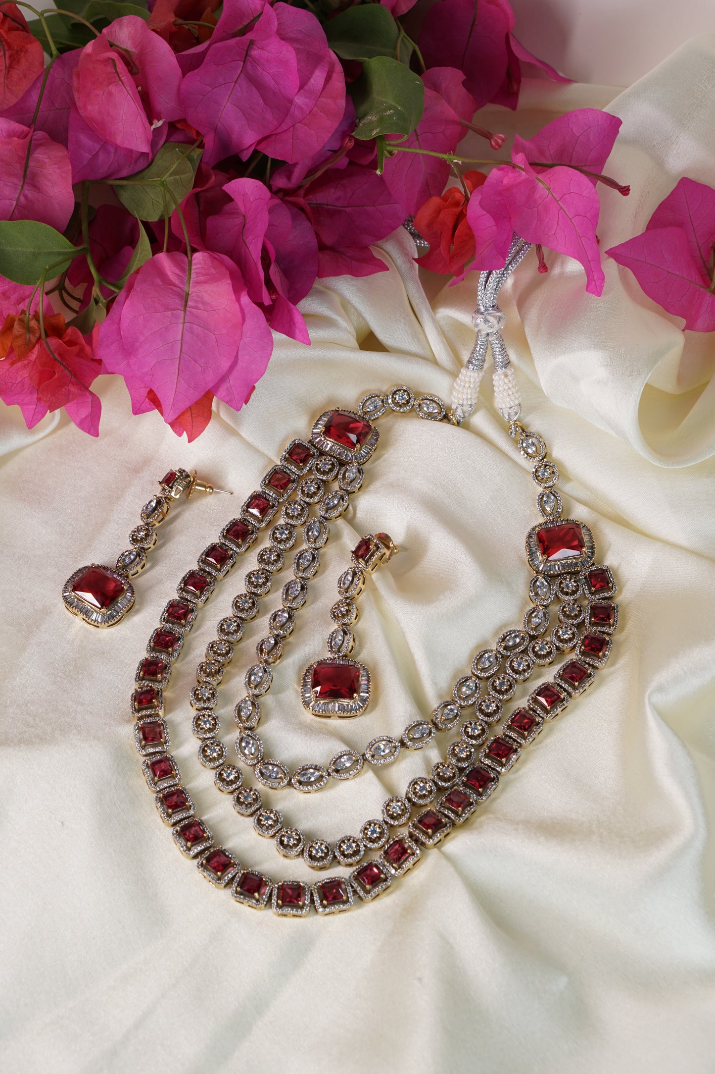 Red AD Polki necklace set H4-01