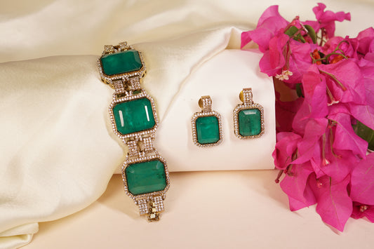 Green Polki Necklace set H4-10