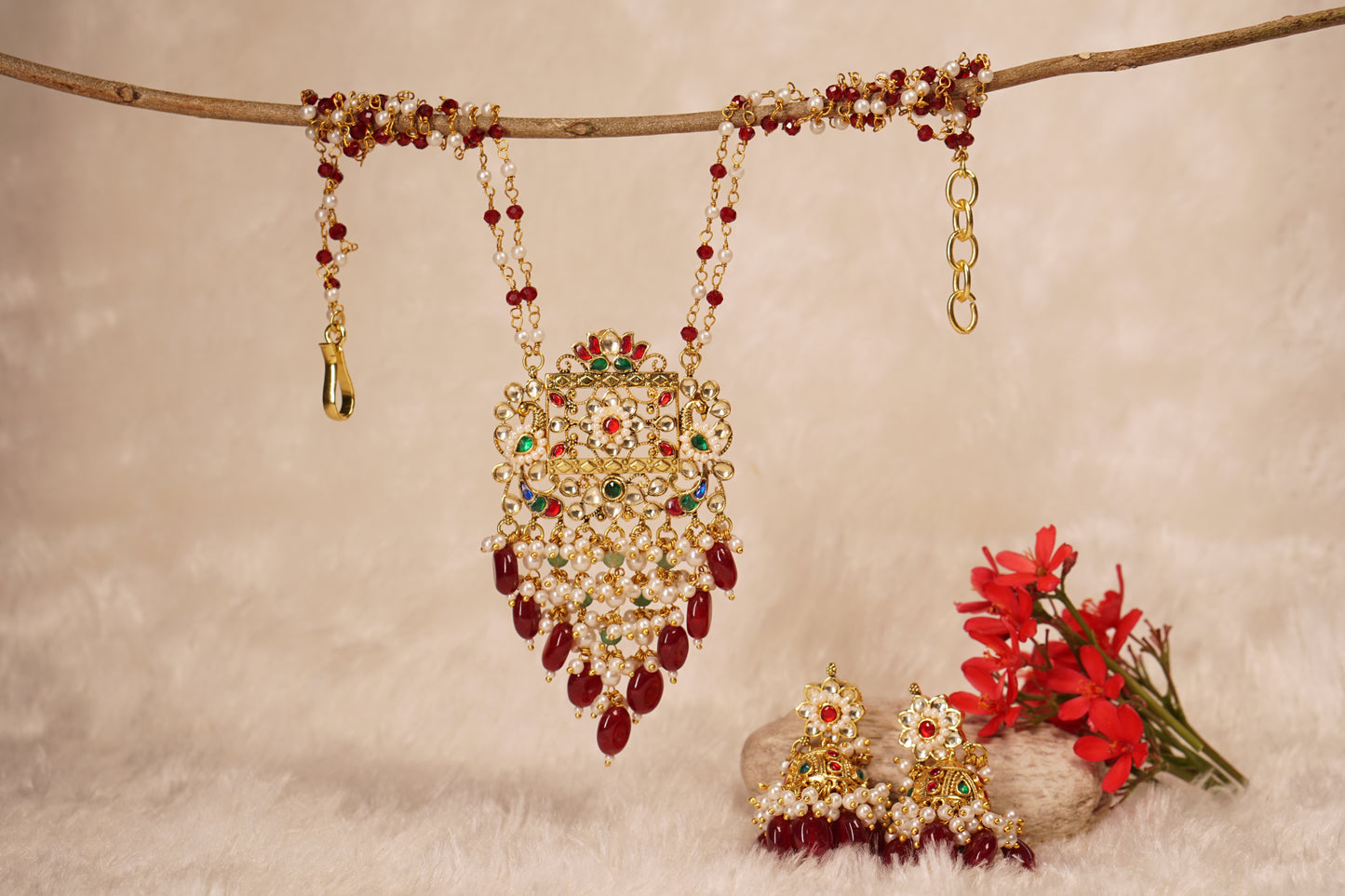 Kundan pendant necklace set H1-225