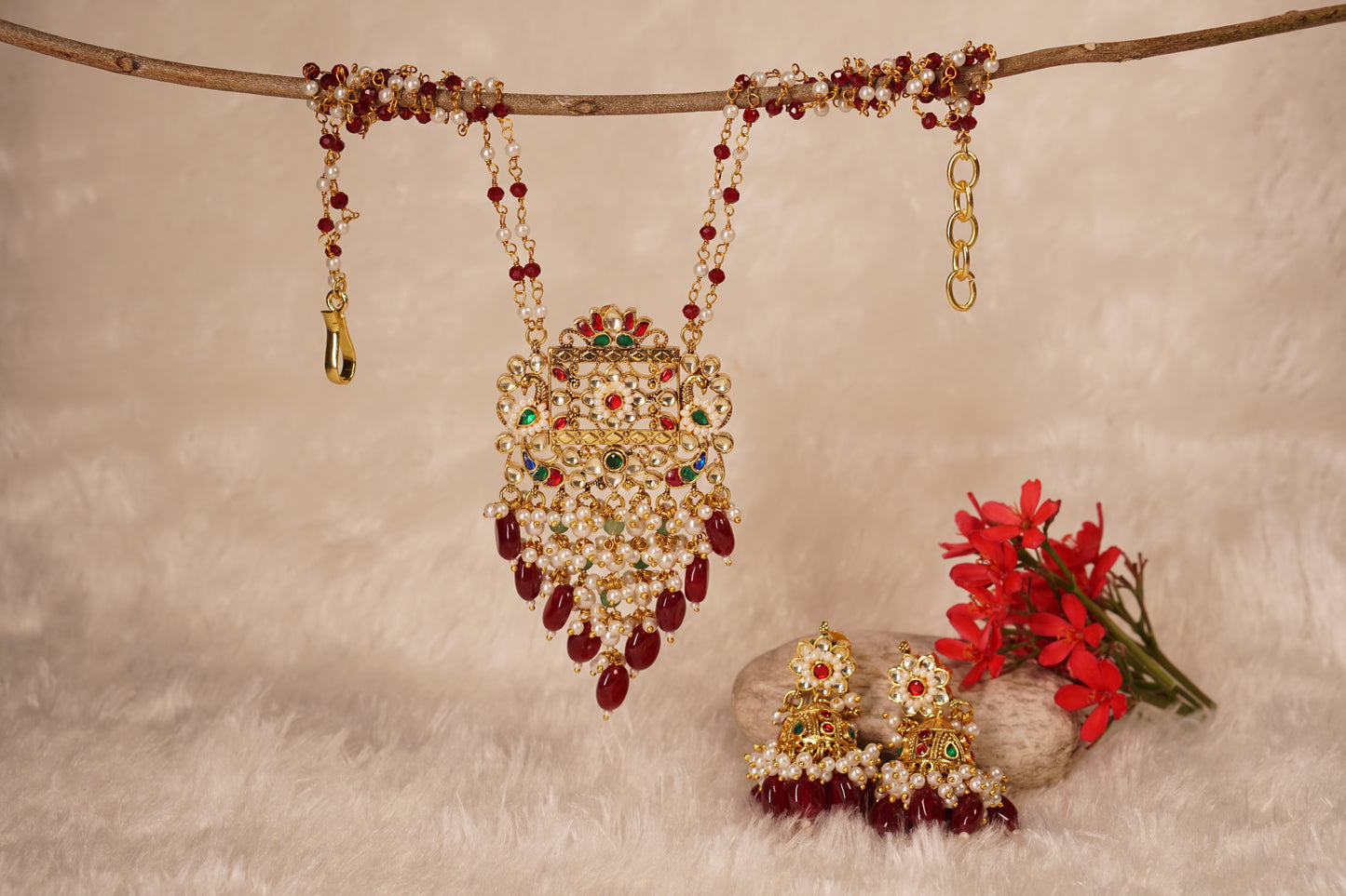 Kundan pendant necklace set H1-225