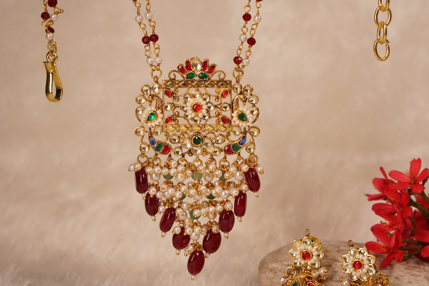 Kundan pendant necklace set H1-225
