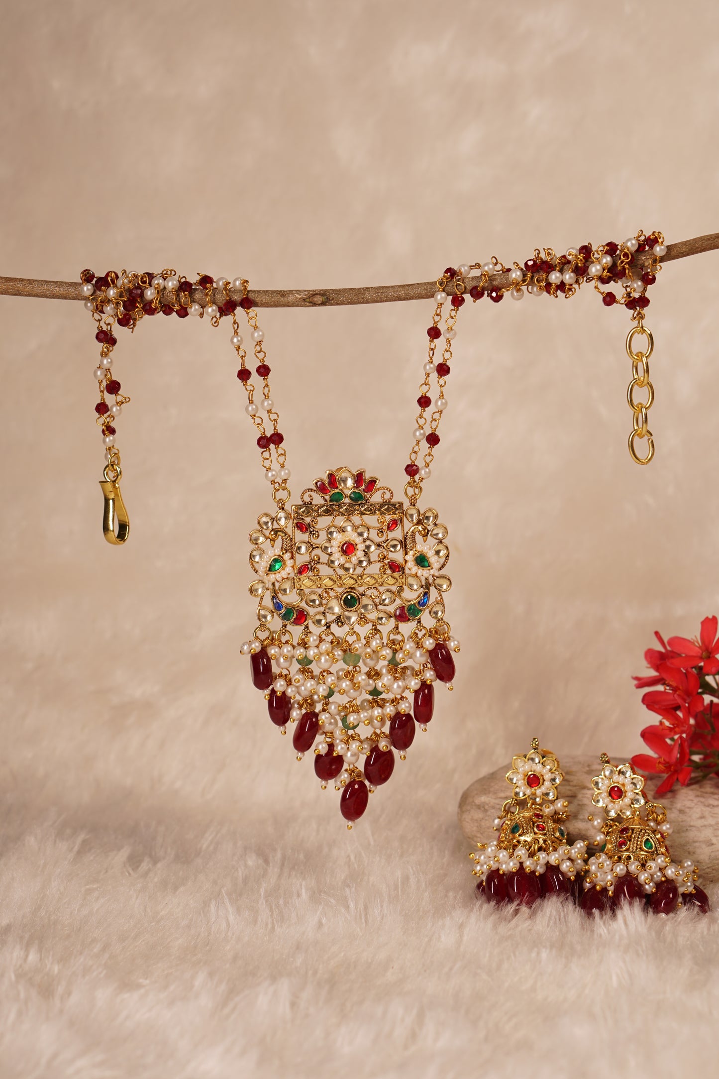 Kundan pendant necklace set H1-225