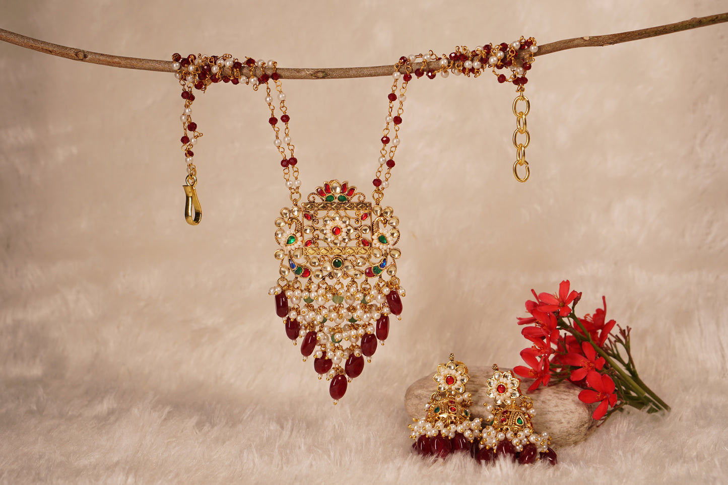 Kundan pendant necklace set H1-225