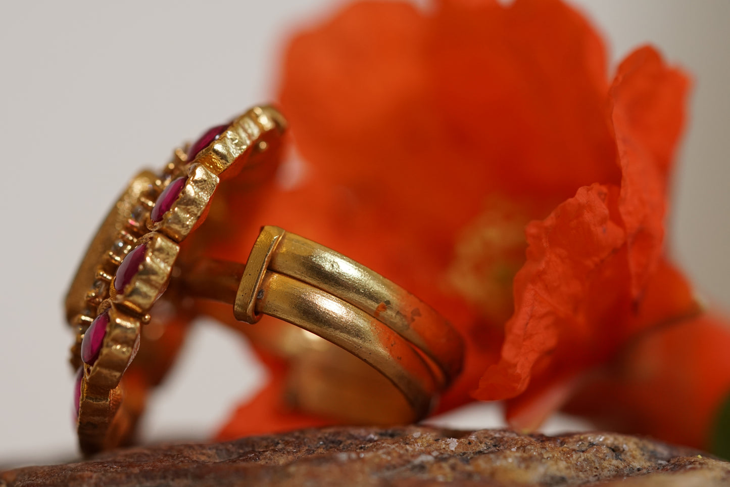 Red Stone Polki Ring (6-265)