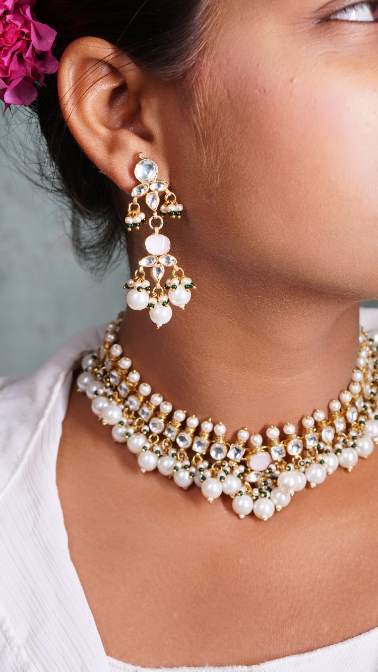 White Kundan Necklace Set H1-051