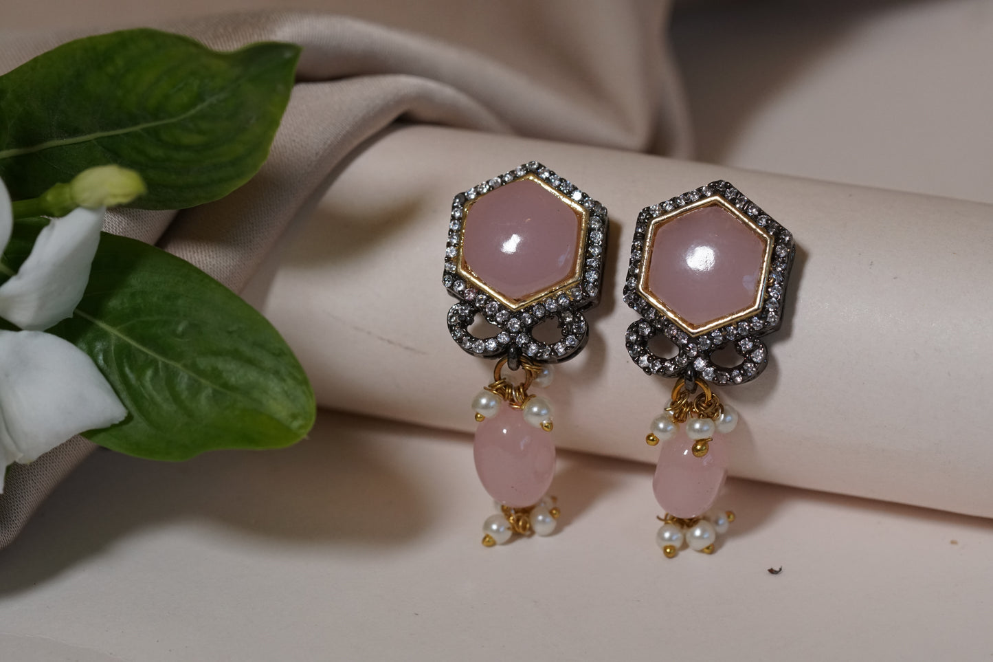 Pink Stone Polki Pendant set 4-7858