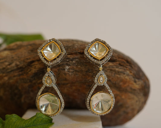 White Polki Stone Earrings (1-4059)