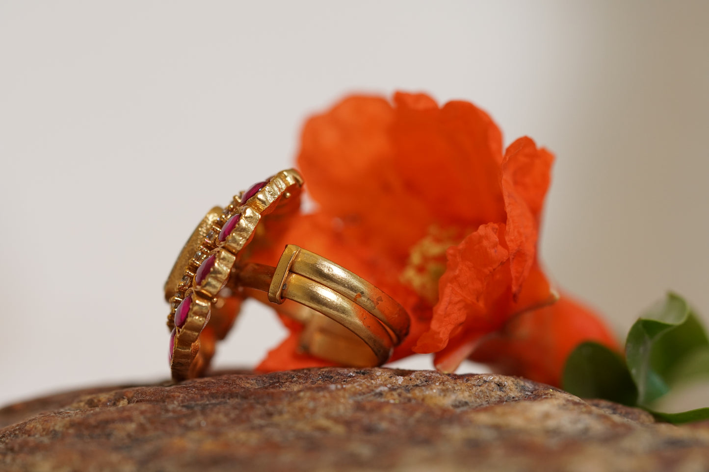 Red Stone Polki Ring (6-265)