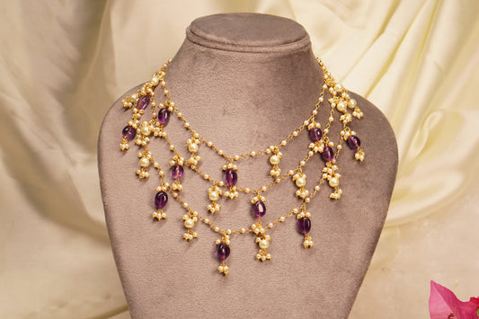 Purple beads Necklace H4-29