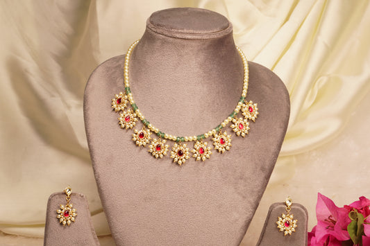 Kundan beads Necklace set H4-22