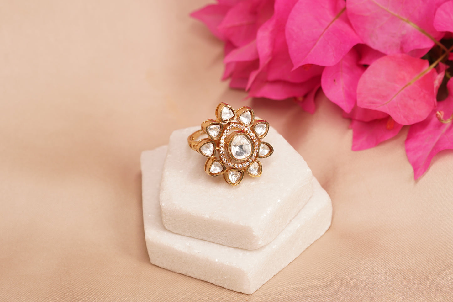 White Polki Ring H6-10