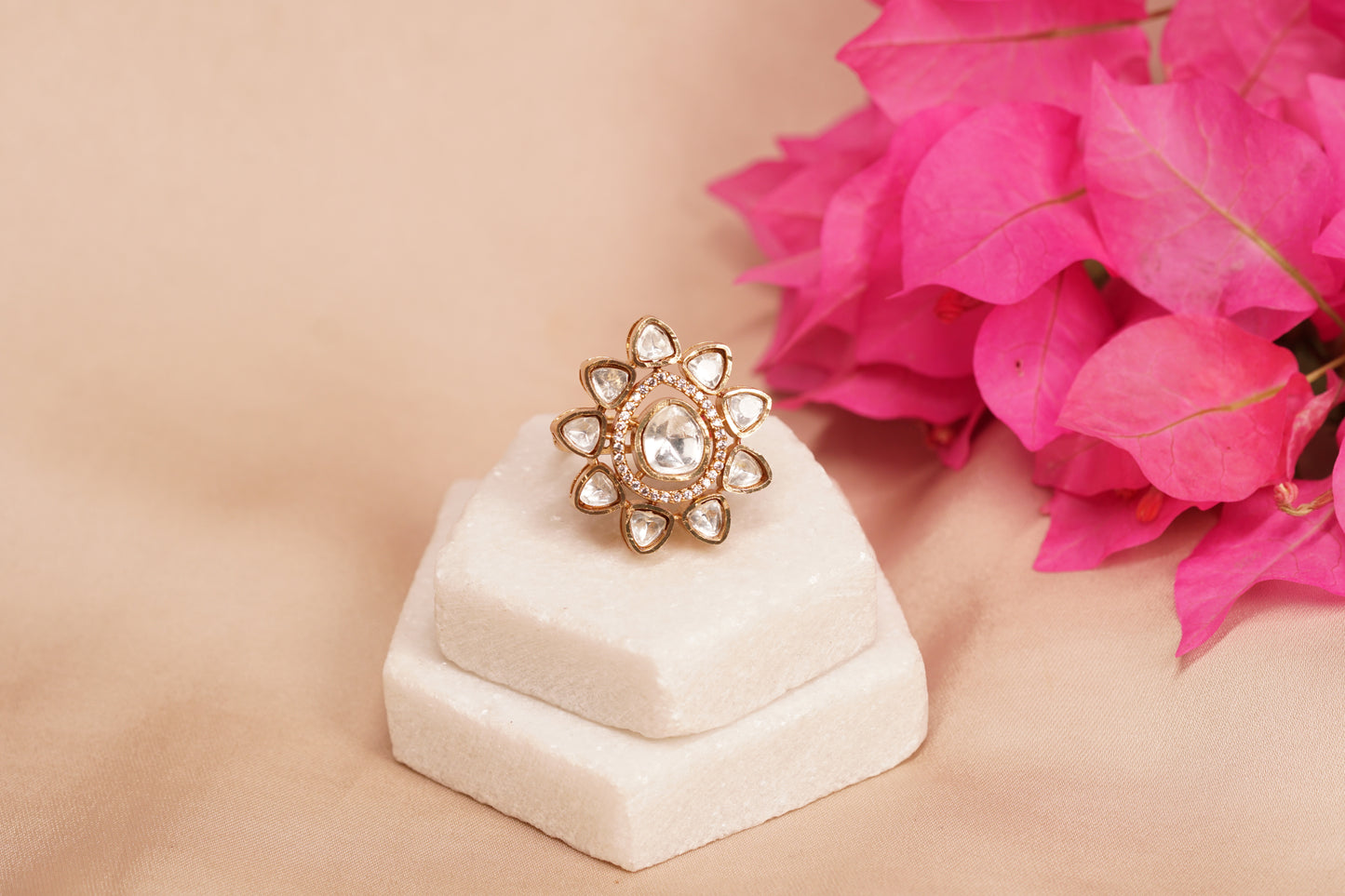 White Polki Ring H6-10