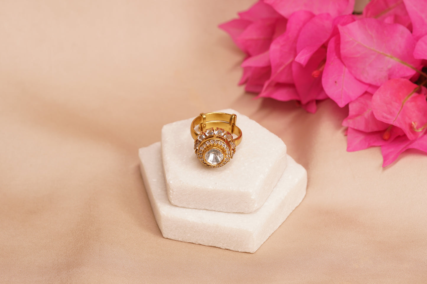 White Polki Ring H6-9
