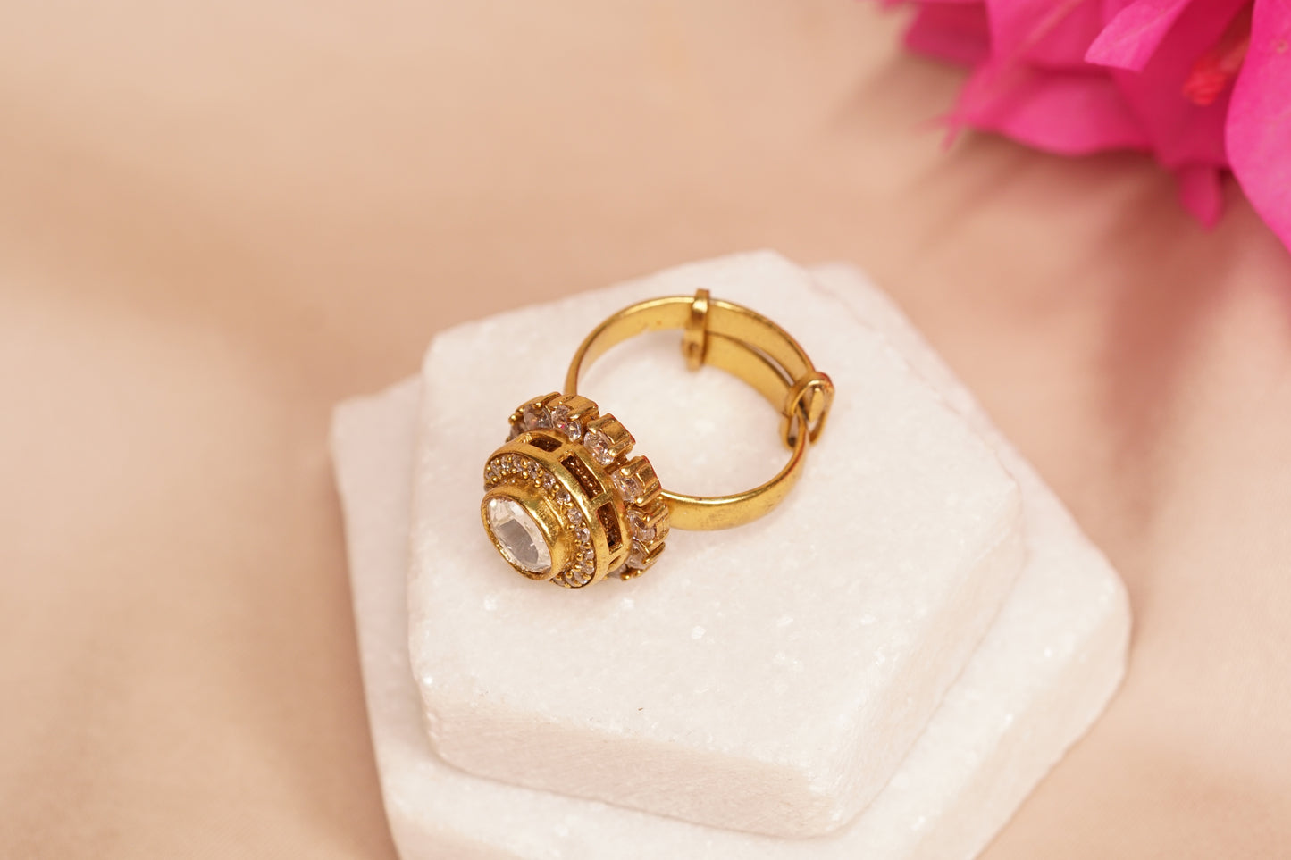 White Polki Ring H6-9