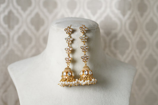 White Kundan Jhumkis (H1-098)