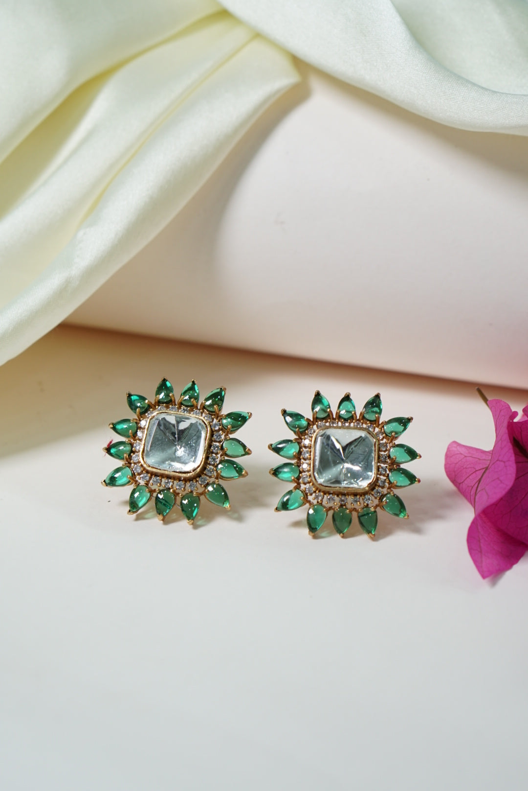 Green Polki Studs H1-114