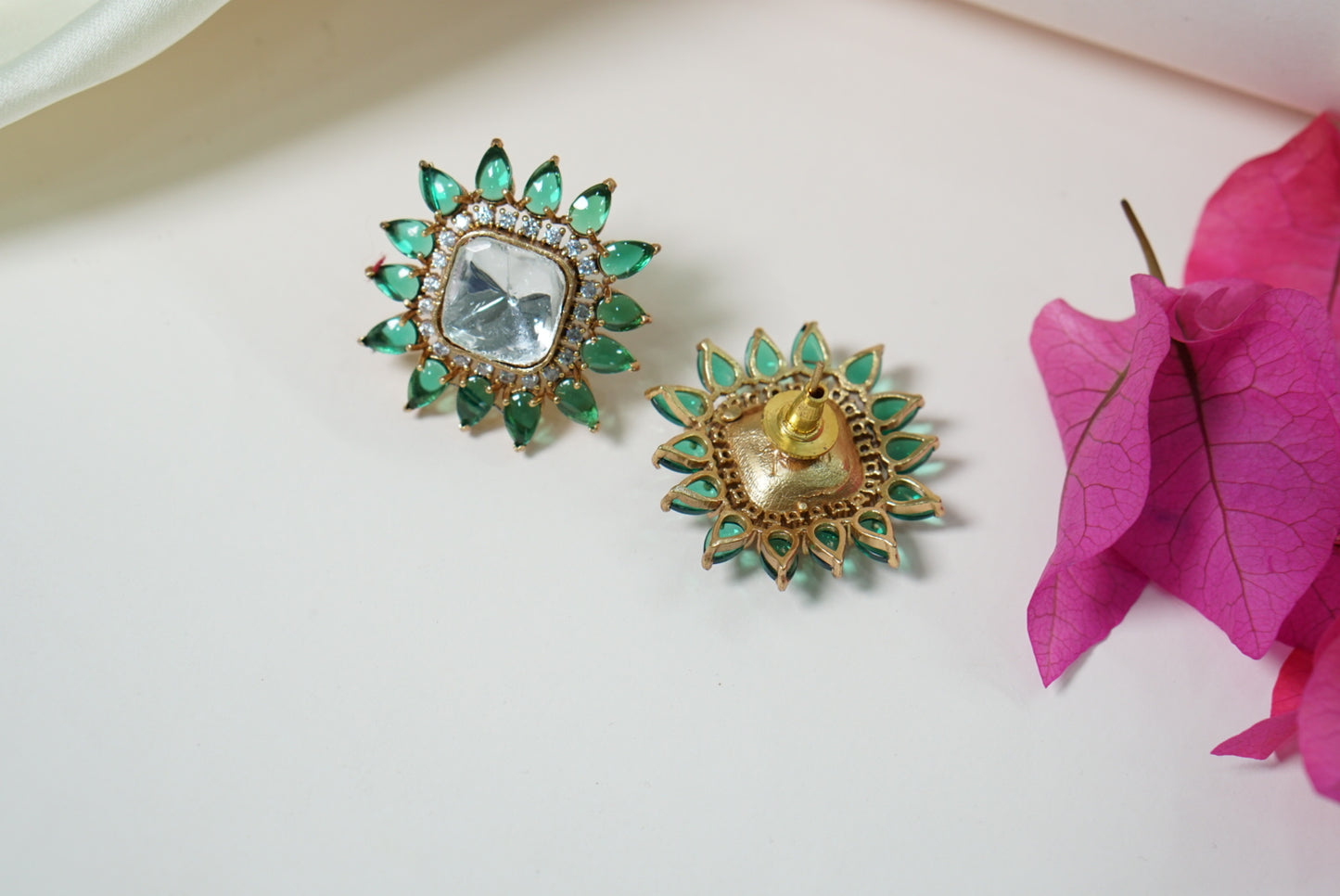 Green Polki Studs H1-114
