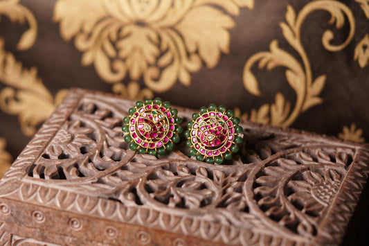 Kundan peacock studs H1-263