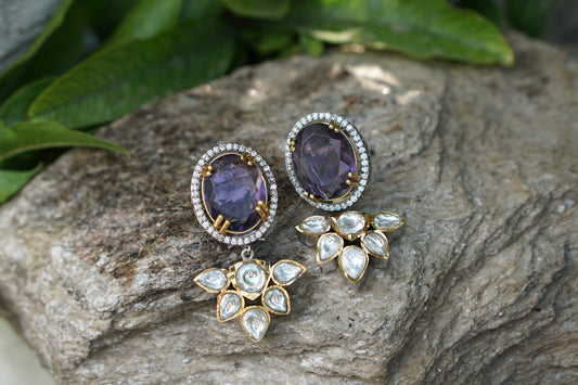 Blue stone polki earring 1-4135