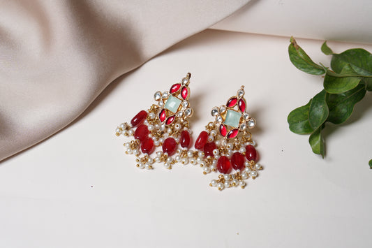 Red Kundan earring H1-093