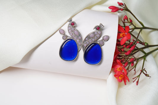 Blue peacock Oxidised Earring 1-3828