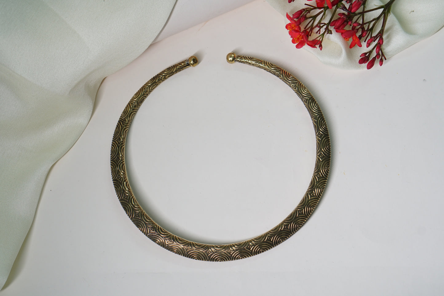 Gold polish oxidised Hasli necklace 4-7208