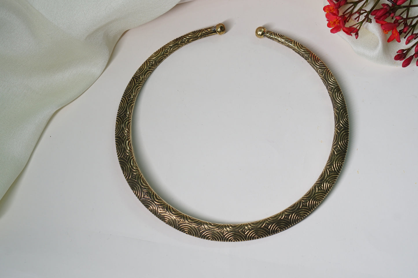 Gold polish oxidised Hasli necklace 4-7208