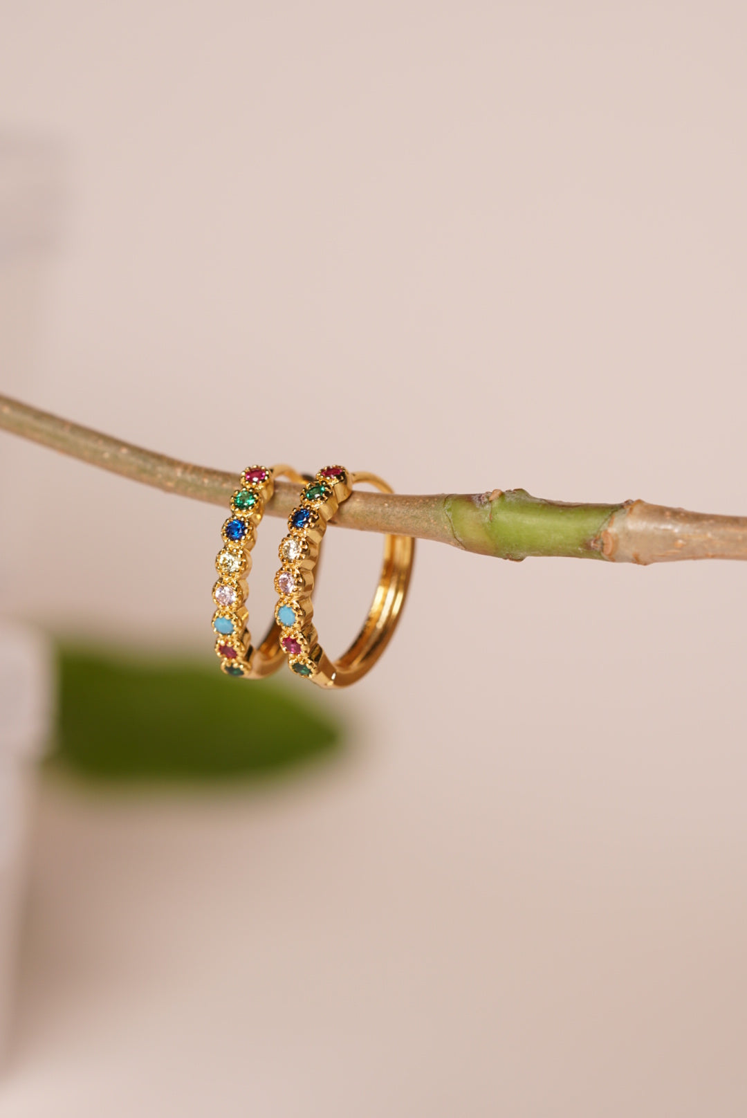 Small Multi colour stone Hoops H1-063