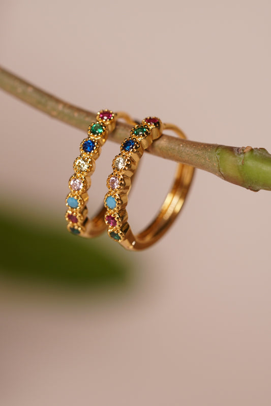 Small Multi colour stone Hoops H1-063