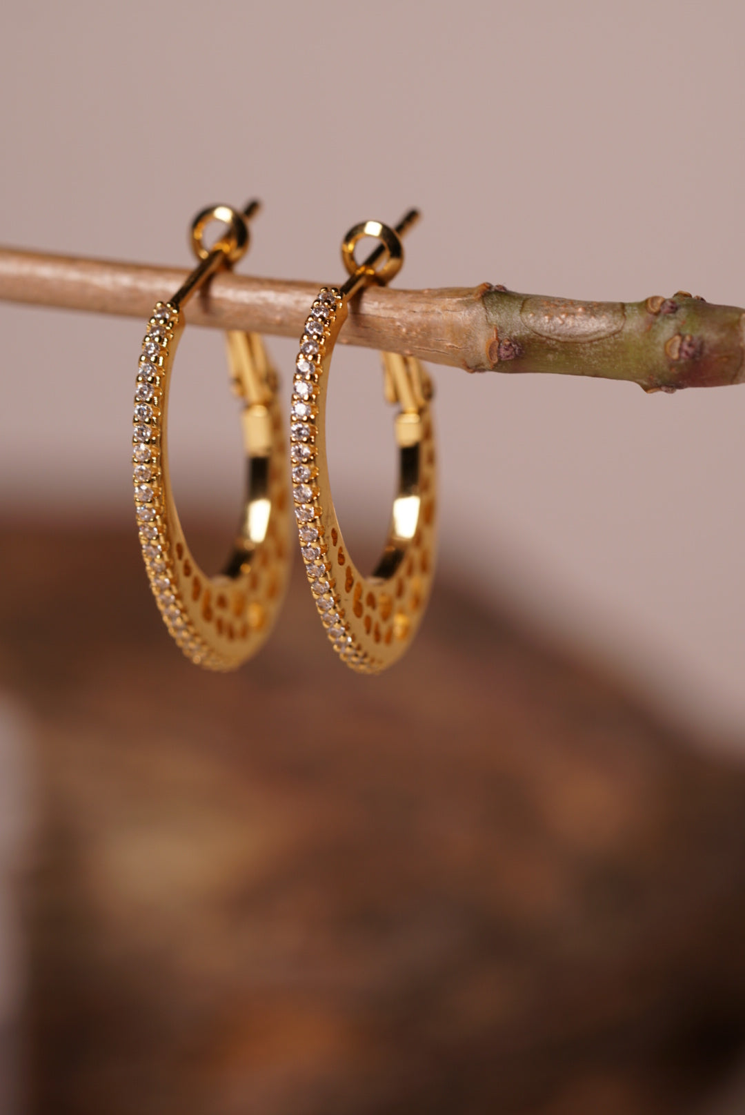 Brass gold polish AD stone Hoops H1-056