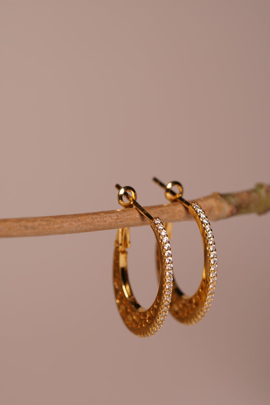 Brass gold polish AD stone Hoops H1-056