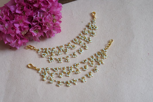 kundan 3 line earchain  H1-142
