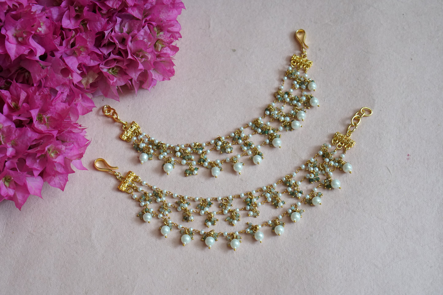 kundan 3 line earchain  H1-141