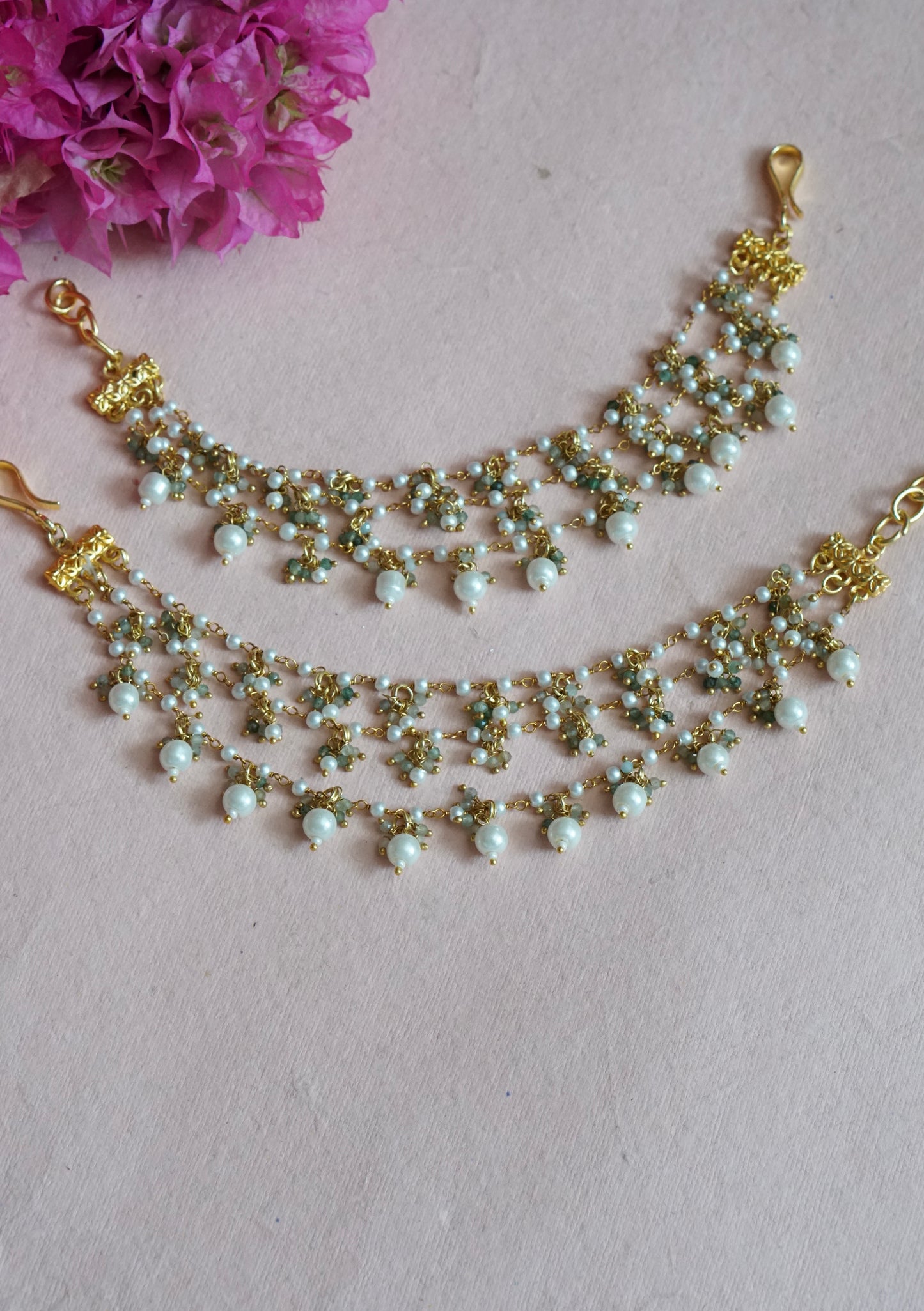 kundan 3 line earchain  H1-141