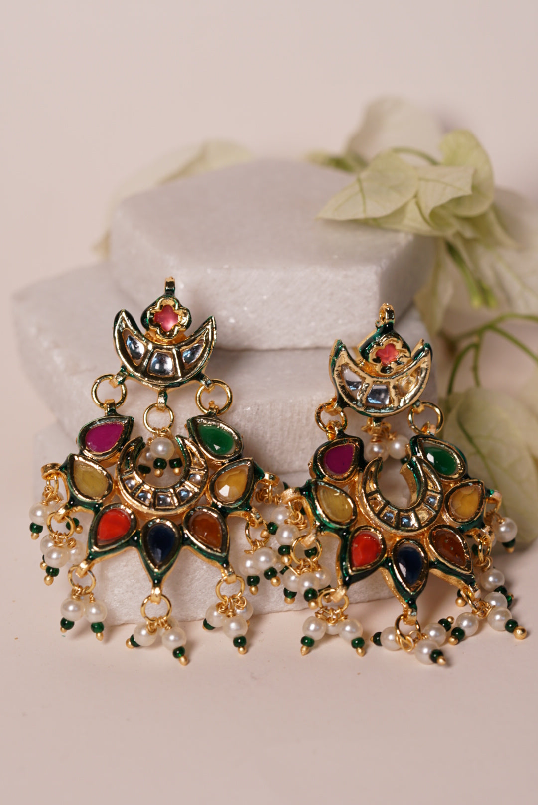 Navratna Polki Earrings H1-022