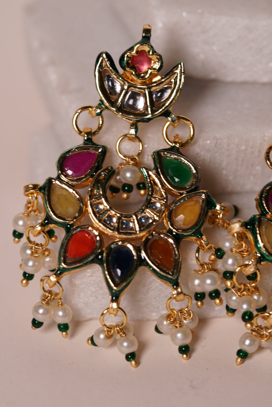 Navratna Polki Earrings H1-022