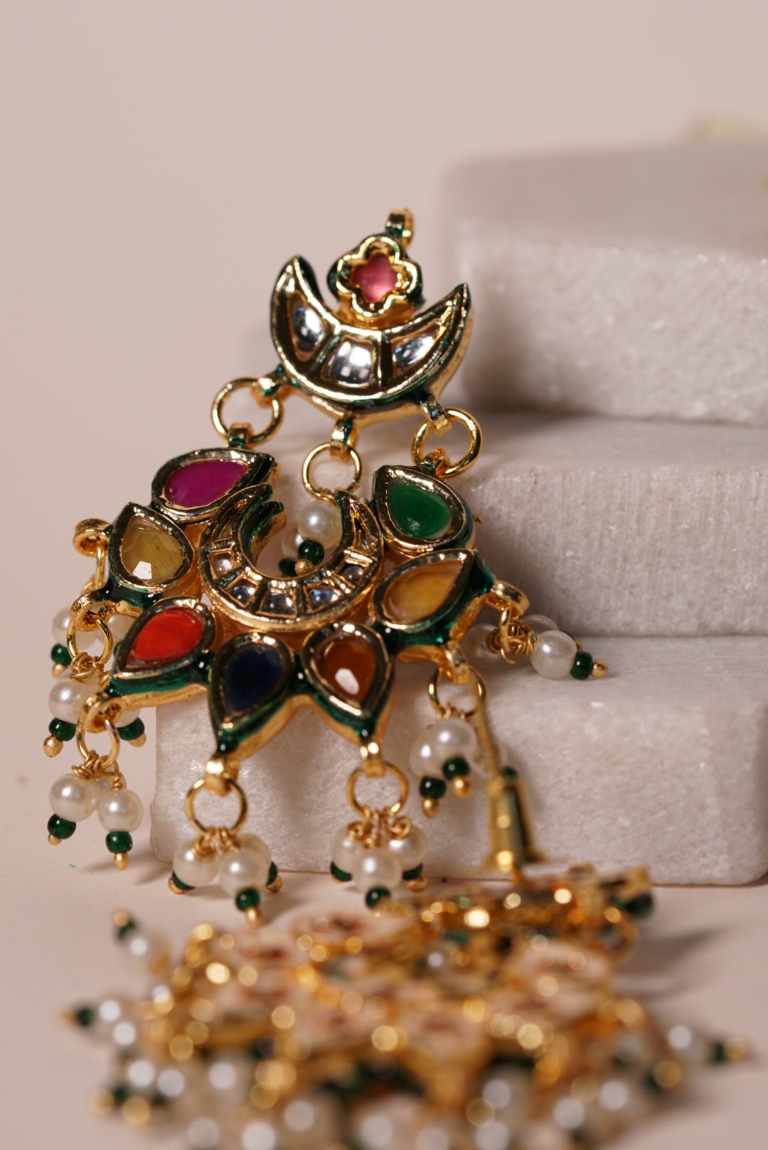 Navratna Polki Earrings H1-022