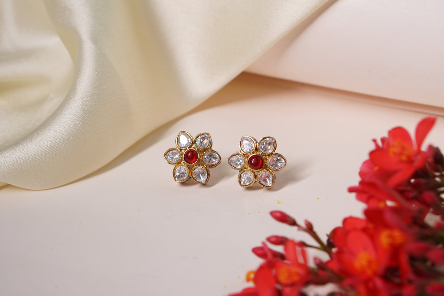 Pink Polki Studs H1-174