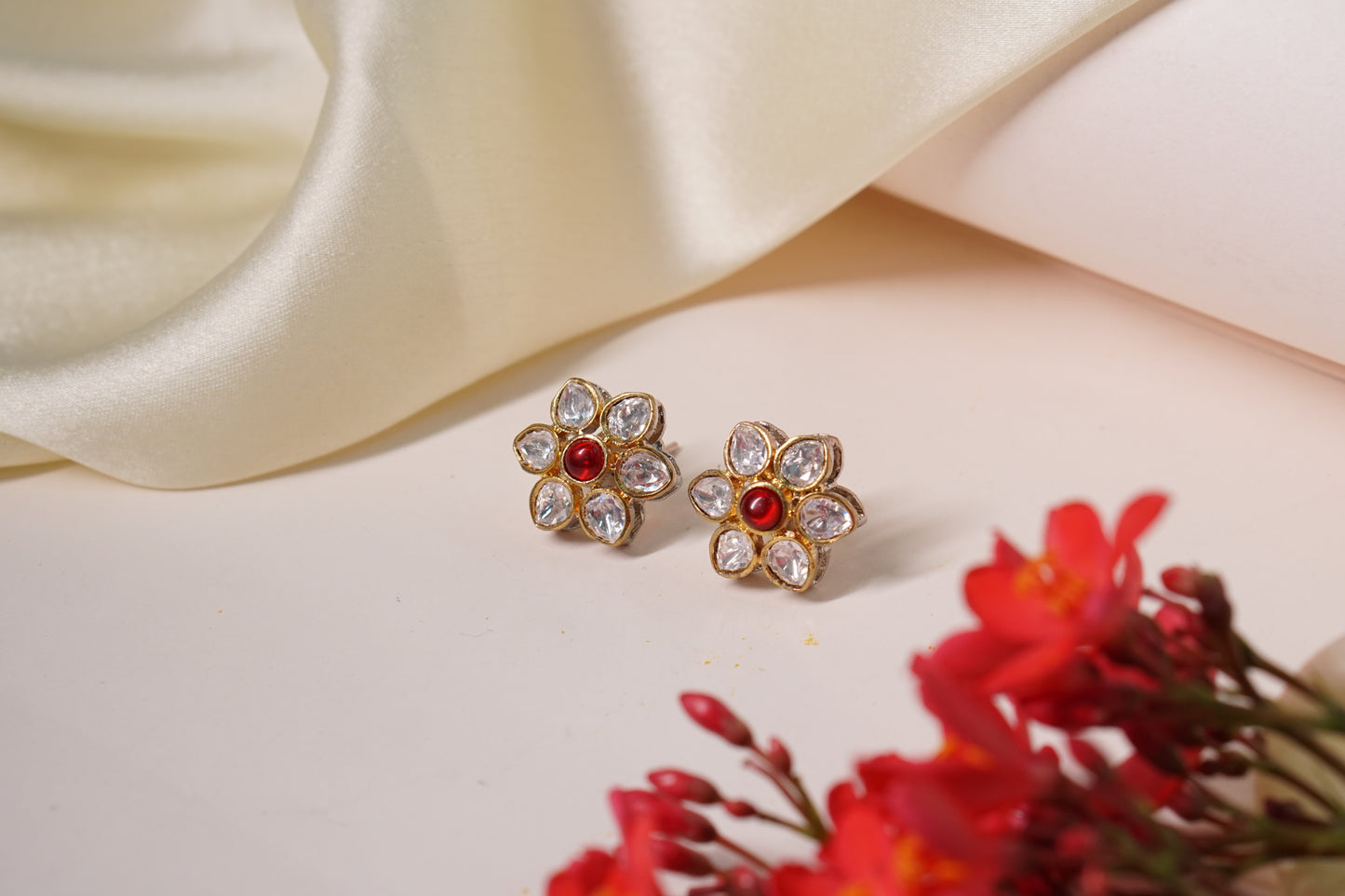 Pink Polki Studs H1-174
