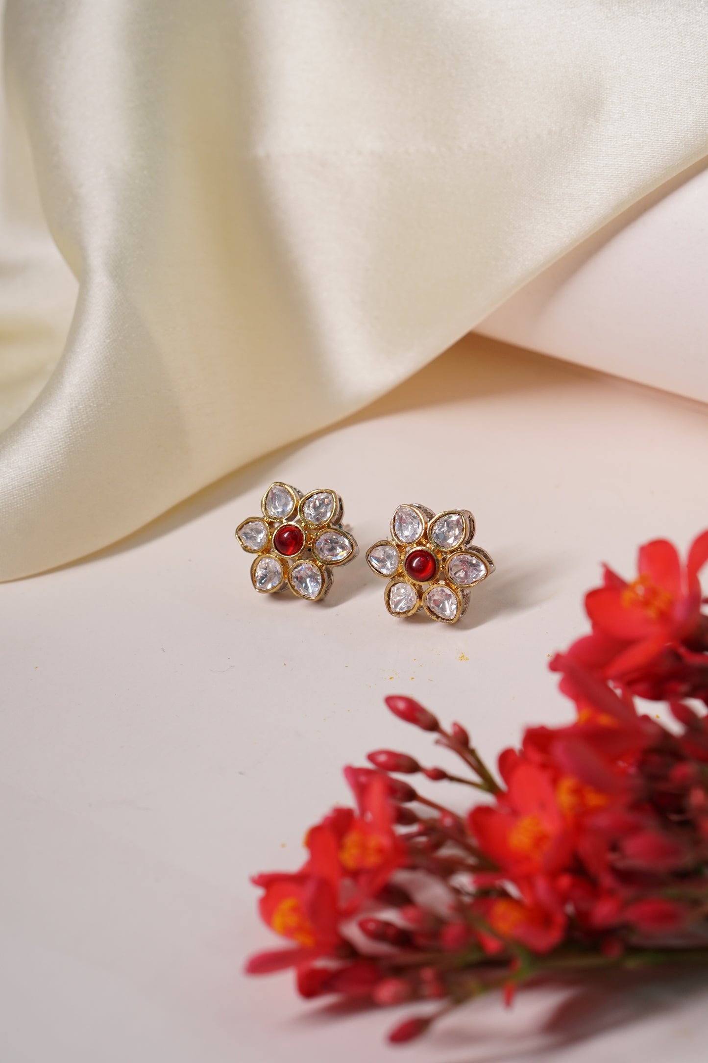 Pink Polki Studs H1-174