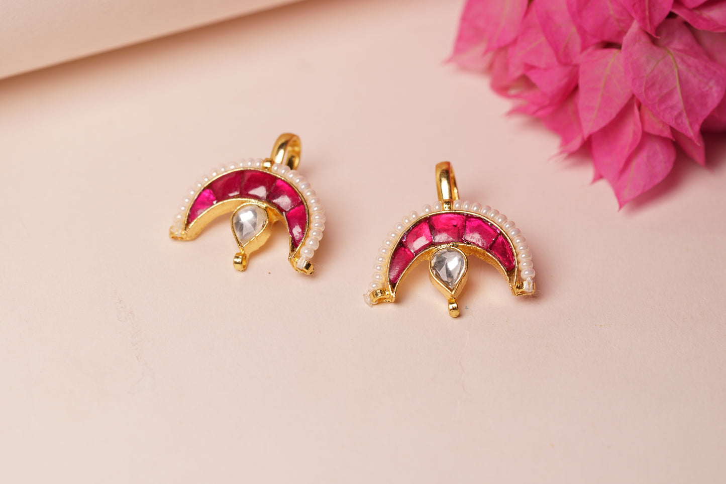 Pink Kundan Ear cuff H1-208