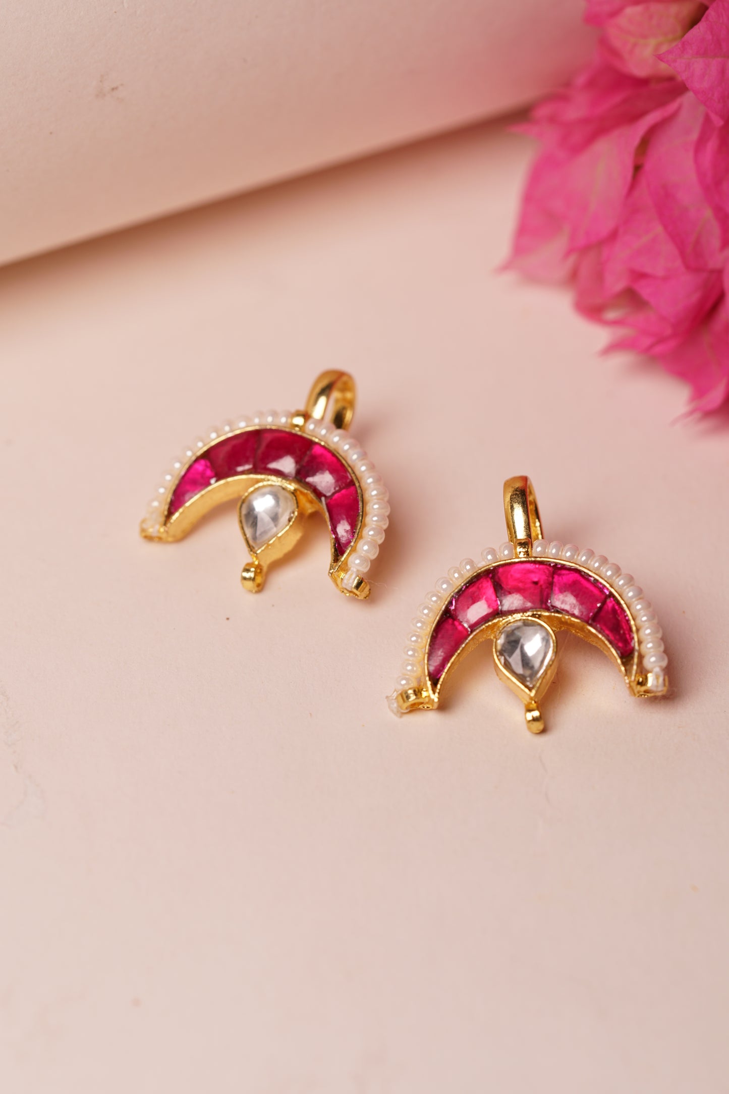 Pink Kundan Ear cuff H1-208