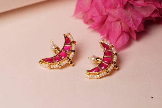 Pink Kundan Ear cuff H1-209