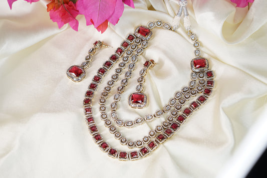 Red AD Polki necklace set H4-01