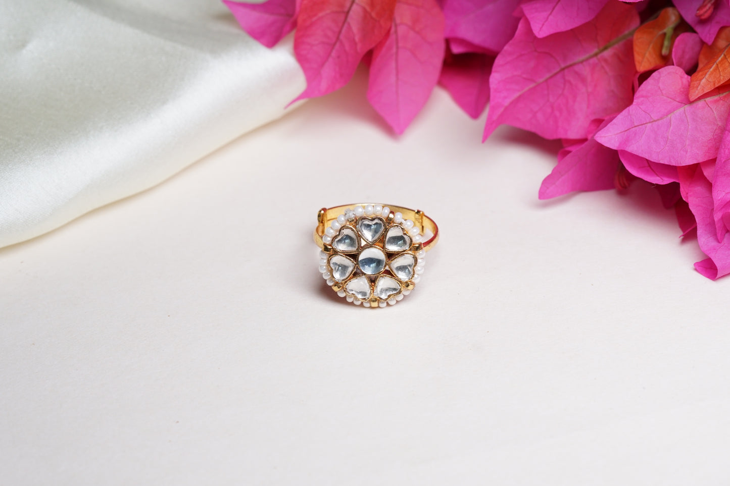 Pearl Kundan Ring H6-2